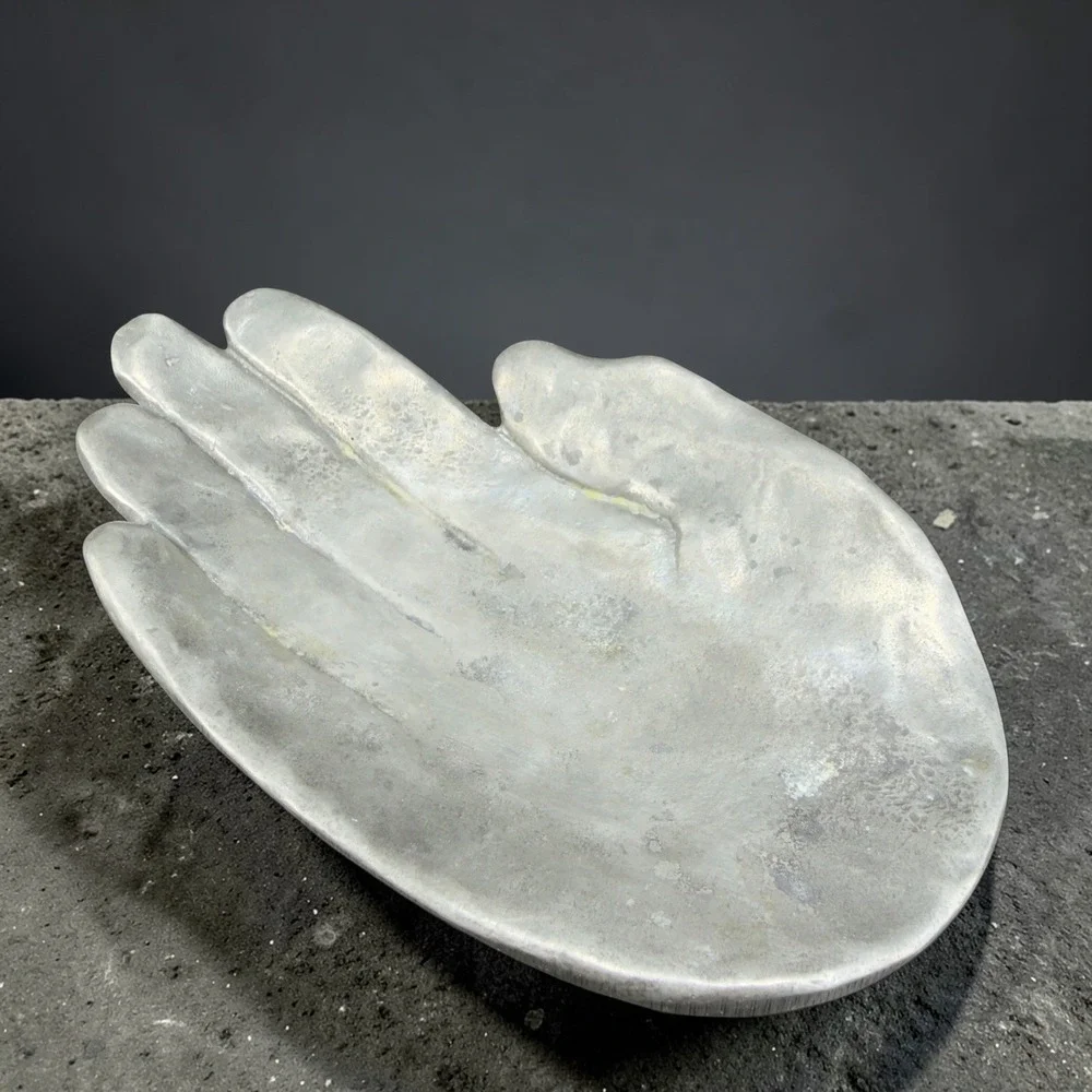 Patrick Meyer Pewter Art Hand Brutalist Modernist Jewelry Trinket Dish Catchall‎